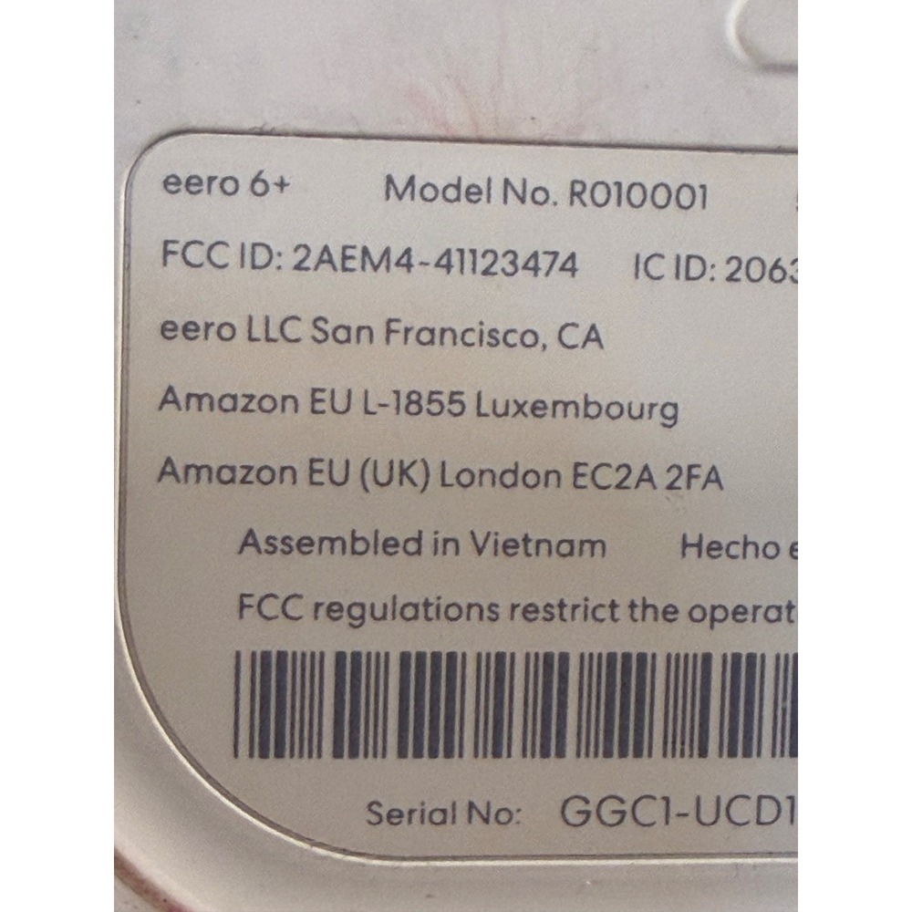 Amazon eero 6+ Dual-Band Mesh Wi-Fi 6 Router White Model R010001 Gbps Speed - Picture 3 of 3